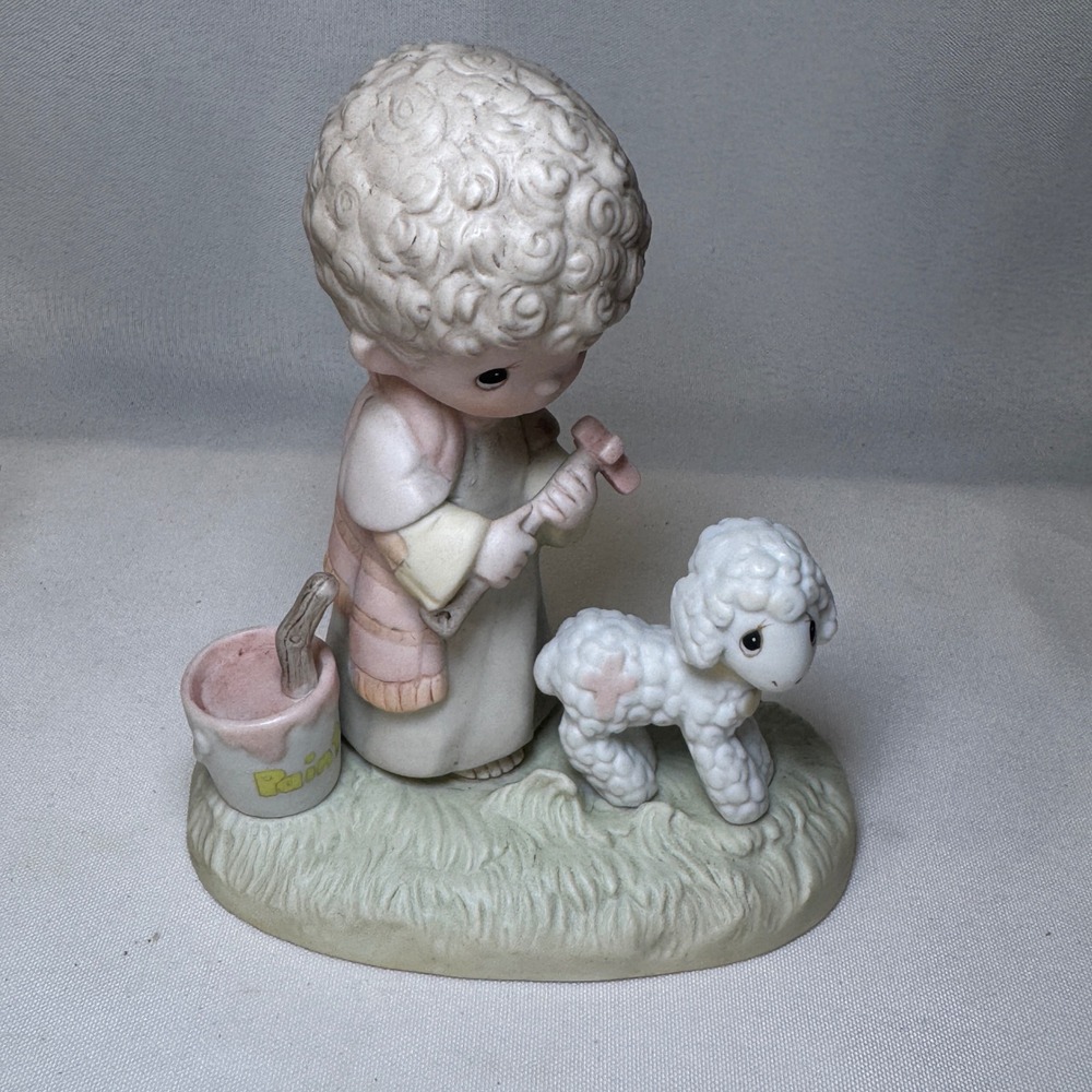 Precious Moments His Sheep Am I Figurine E-7161 Jonathan & David 1981 Lamb Boy